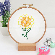 DIY Embroidery Starter Kits, including Embroidery Fabric & Thread, Needle, Embroidery Hoops, Instruction Sheet, Flower, 184x184mm(DIY-P077-109)