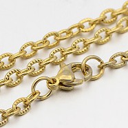 304 Stainless Steel Cable Chain Necklaces, with Lobster Claw Clasps, Golden, 23.4 inch(59.4cm), 3mm(STAS-O053-33G)