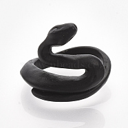 Alloy Cuff Finger Rings, Snake, Black, Size 7, 17mm(RJEW-T008-05A)