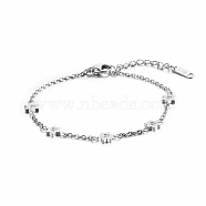 Elegant Stainless Steel Star of David Link Bracelets, Rhinestone for Women's Daily Wear, Stainless Steel Color(GG7095-2)