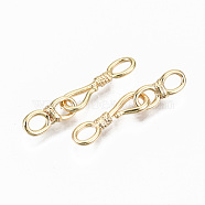 Brass Hook and S-Hook Clasps, Nickel Free, Real 18K Gold Plated, 18x5.5x2mm, 12x4.5x2.5mm(KK-S356-113G-NF)