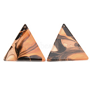 Acrylic Pendants, for DIY Bracelet Necklace Earring Jewelry Craft Making, Triangle, Sandy Brown, 34x32x2mm, Hole: 1.5mm(X-MACR-S372-012D)