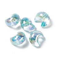 Transparent Resin Beads, Moon, Cyan, 25x22x16.5mm, Hole: 3.5mm(RESI-F037-01A)