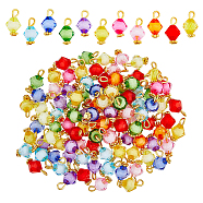 200Pcs Transparent Acrylic Charms, with Alloy Daisy Spacer Beads and Iron Flat Head Pins, Bicone, Mixed Color, 14x8mm, Hole: 2.5mm(FIND-DC0001-75)
