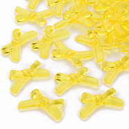 Transparent Acrylic Beads, Bowknot, Yellow, 20x34x5.5mm, Hole: 1.8mm, about 435pcs/500g(TACR-S154-55B-916)