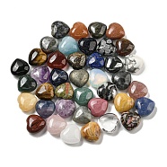Natural & Synthetic Mixed Gemstone Beads, Half Drilled, Heart, 15.5x15.5x8mm, Hole: 1mm(G-P531-A-01)