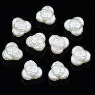 ABS Plastic Imitation Pearl Beads, Flower, Seashell Color, 10.5x11.5x7.5mm, Hole: 1.8mm, about 1200pcs/500g(KY-S163-442)