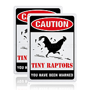 UV Protected & Waterproof Aluminum Warning Signs,  inchCaution Tiny Raptors - You Have Been Warned inch Sign, Colorful, 250x180x1mm, Hole: 4mm(AJEW-GL0001-05A-19)