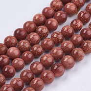 Synthetic Goldstone Bead Strands, Round, 6mm, Hole: 1mm, about 63pcs/strand, 14 inch(G-R193-04-6mm)