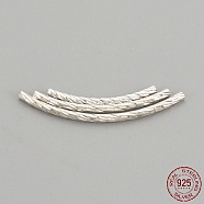 925 Sterling Silver Beads, Tube, Fancy Cut, Silver, 25x1.5mm, Hole: 1mm(STER-S002-02)