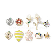 40Pcs 10 Styles Brass Enamel Charms, with Glass, Long-Lasting Plated, Real 18K Gold Plated & Real Platinum Plated, Mixed Shapes, Mixed Color, 9~17.5x10~23x3~8.5mm, Hole: 0.8~3x0.8~1mm, 4pcs/set(KK-A218-07)