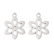 316 Stainless Steel Charms, Laser Cut, Stainless Steel Color, Flower, 16.5x12.5x1mm, Hole: 1.5mm(STAS-C096-10D-P)