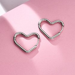 201 Stainless Steel Heart Hoop Earrings, with 304 Stainless Steel Pins, Platinum, 17x20x13x2mm(EJEW-V001-01P)