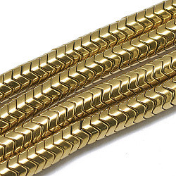 Electroplate Non-magnetic Synthetic Hematite Beads Strands, Twist, Golden Plated, 6x3.5mm, Hole: 1.5mm, about 174pcs/strand, 15.7 inch(G-Q486-98G)