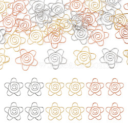 30Pcs 3 Colors Flower Iron Paper Clips, Mixed Color, 24.5x25.5x2.5mm, 10pcs/color(AJEW-TA0003-63)