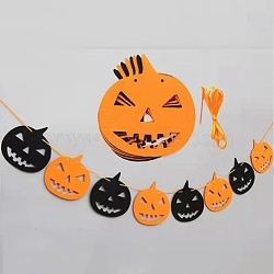 8Pcs 2 Color Pumpkin Felt Ornaments, with Nylon Rope and Plastic Pins, Halloween Hanging Decorations, for Party Gift Home Decoration, Dark Orange & Black, 180x160x1mm, Hole: 3.5mm, 4Pcs/color(DIY-B054-01)