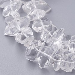 Natural Quartz Crystal Beads Strands, Rock Crystal Beads, Nuggets, 14.5~21.5x7~9x7~11mm, Hole: 1mm, about 60pcs/strand, 15.3 inch(X-G-F336-01)