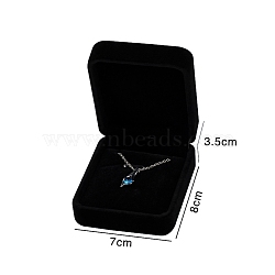Rectangle Velvet Jewelry Pendant Storage Box, Jewerly Gift Case for Pendant Necklaces, Black, 8x7x3.5cm(PW-WG47683-03)