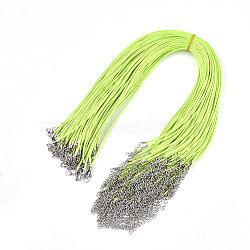 Waxed Cord Necklace Making, with Zinc Alloy Lobster Clasps, Platinum, Green Yellow, 17.8 inch~18 inch(45.5~46cm), 2mm(NCOR-T001-38)