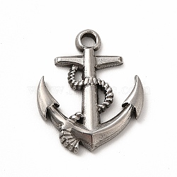 Non-Tarnish 304 Stainless Steel Pendants, Anchor, Stainless Steel Color, 21.5x18x2.5mm, Hole: 2mm(STAS-P322-13P)