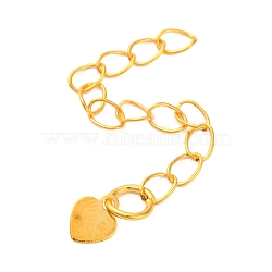 Brass Chain Extender, with Heart Charms, Golden, 60mm(FIND-G084-05G)