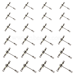 30Pcs 6 Style 201 Stainless Steel 3 Way Swivels Fishing Cross Line, with Plastic Beads, Fishing Accessories, T-shaped, Stainless Steel Color, 19~41x20~47x3~6mm, Hole: 1~4mm, 5pcs/style(FIND-FH0004-45)