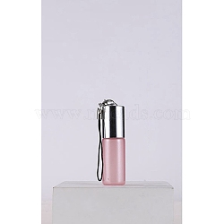 Glass Aromatherapy Refillable Bottle, Roller Ball Bottles, with Aluminium Oxide Cover & PP Plug, Column, Pink, 2x5.5cm, Capacity: 5ml(0.17fl. oz)(MRMJ-WH0073-04A-B)