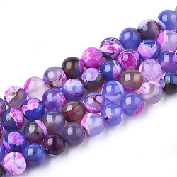 Natural Fire Crackle Agate Beads Strands, Dyed, Round, Colorful, 8mm, Hole: 1mm, about 46~48pcs/strand, 14.56 inch~15.15 inch(X-G-S346-8mm-11)