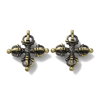 Tibetan Style Brass Pendants, Cadmium Free & Lead Free, Cross, Antique Bronze, 24x23.5x7.5mm, Hole: 1.5mm