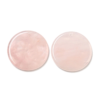 Natural Rose Quartz Pendants, Flat Round Charms, 29.5~30x3mm, Hole: 1.6mm