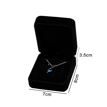 Rectangle Velvet Jewelry Pendant Storage Box, Jewerly Gift Case for Pendant Necklaces, Black, 8x7x3.5cm