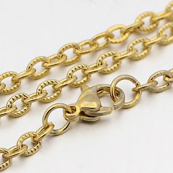 304 Stainless Steel Cable Chain Necklaces, with Lobster Claw Clasps, Golden, 23.4 inch(59.4cm), 3mm