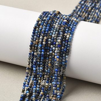 Natural Lapis Lazuli Beads Strands, Faceted, Round, 2mm, Hole: 0.5mm, about 190pcs/strand, 14.96''(38cm)