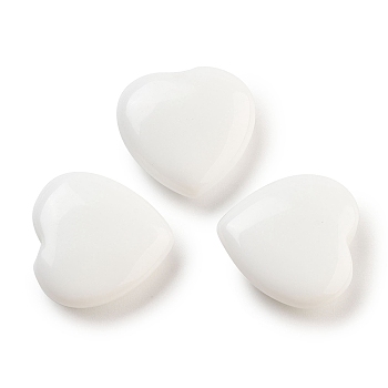 Heart Porcelain Worry Stone, Anxiety Healing Thumb Stone, White, 19.5~20.5x20~20.5x5.8~6.8mm