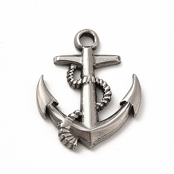 304 Stainless Steel Pendants, Anchor, Stainless Steel Color, 21.5x18x2.5mm, Hole: 2mm