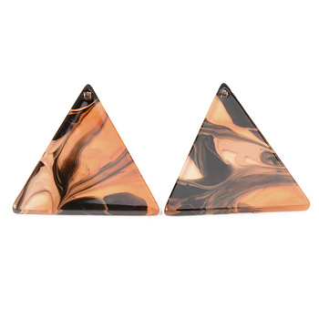 Acrylic Pendants, for DIY Bracelet Necklace Earring Jewelry Craft Making, Triangle, Sandy Brown, 34x32x2mm, Hole: 1.5mm