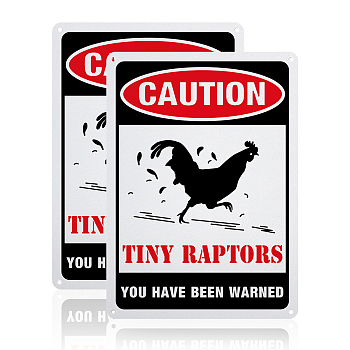 UV Protected & Waterproof Aluminum Warning Signs,  inchCaution Tiny Raptors - You Have Been Warned inch Sign, Colorful, 250x180x1mm, Hole: 4mm