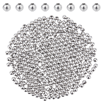 304 Stainless Steel Round Seamed Beads, Stainless Steel Color, 4x4mm, Hole: 1.5mm, 800pcs/box