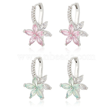 Mixed Color Flower Cubic Zirconia Earrings