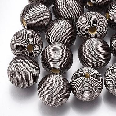 Perles de bois recouvertes de fil de cordon polyester(WOVE-S117-16mm-03)-2