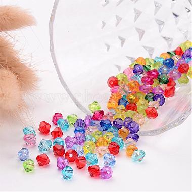 Mixed Color Chunky Dyed Transparent Acrylic Faceted Bicone Spacer Beads for Kids Jewelry(X-DBB6mm)-3
