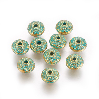 Golden & Green Patina Rondelle Alloy Beads