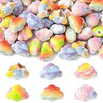 Double Side Printed Opaque Acrylic Beads, Cloud, Mixed Color, 18x13x10mm, Hole: 3mm(FIND-CJZ0001-009)