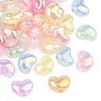 UV Plating Transparent Crackle Acrylic Beads, Iridescent, Heart, Mixed Color, 15.5x21x10.5mm, Hole: 2.5mm(MACR-K361-46)