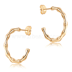304 Stainless Steel Bamboo Stud Earrings for Women, Golden, 24.5x24x2.5mm, Pin: 0.7mm(JE1105A)