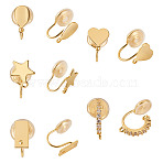 10Pcs 5 Styles Brass Micro Pave Cubic Zirconia Clip-on Findings, with Loop, Long-Lasting Plated, Nickel Free, Mixed Shape, Real 18K Gold Plated, 15~21x9~13.5mm, 2pcs/set(EJEW-TA0001-66B)