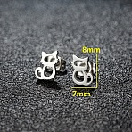 201 Stainless Steel Stud Earrings, Stainless Steel Color, Cat Shape, 8x7mm(FS-WGB18B1-02)