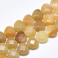 Natural Topaz Jade Beads Strands, Faceted, Heart, 14.5~15x15~15.5x7~8mm, Hole: 1.2mm, about 14pcs/strand, 7.6 inch(G-S357-E02-12)