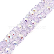 Baking Painted Transparent Glass Beads Strands, Imitation Opalite, Faceted, AB Color Plated, Round, Lavender, 6x5mm, Hole: 1mm, about 82pcs/strand, 16.73~16.93''(42.5~43cm)(DGLA-A034-J6mm-B07)