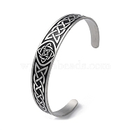 304 Stainless Steel Cuff Bangles, Enamel Trinity Knot Open Bangle, Stainless Steel Color, Inner Diameter: 2-1/4x2-5/8 inch(5.6x6.6cm)(BJEW-P307-02B-P)